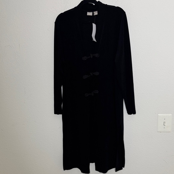 Chicos new black Jacket 3 US XL Travel Toggle Button Stretch Relaxed Comfort - Picture 2 of 8